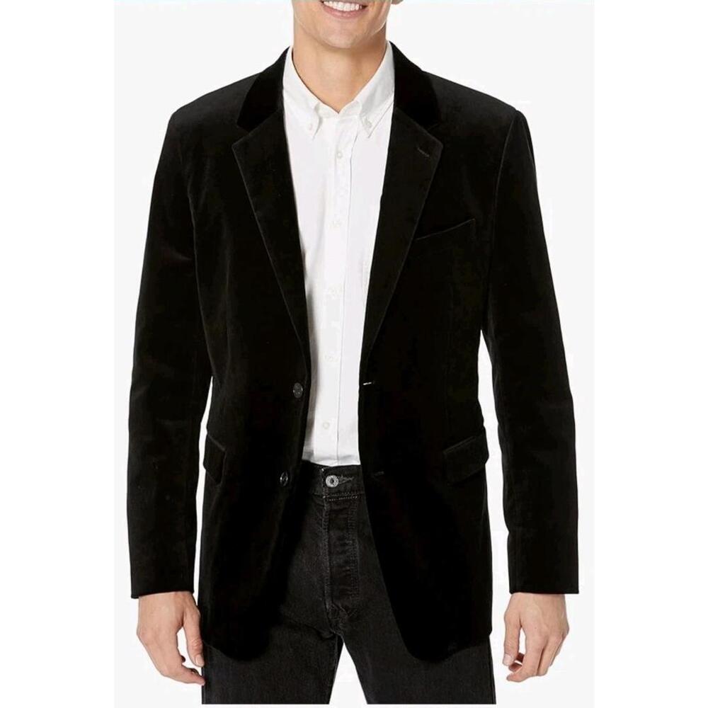 Theory Malcom Erie Men's Black Velvet Men's Jacket Blazer 44L NEW $795.00 ##WM1